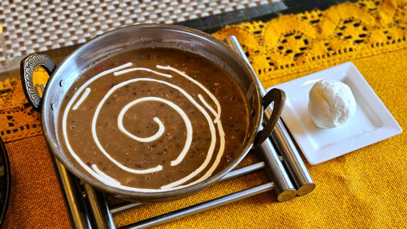 Dal makhani with a cream swirl